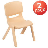 Flash Furniture 2-YU-YCX-003-NAT-GG 2 Pack Natural Plastic Stackable School Chair with 10.5